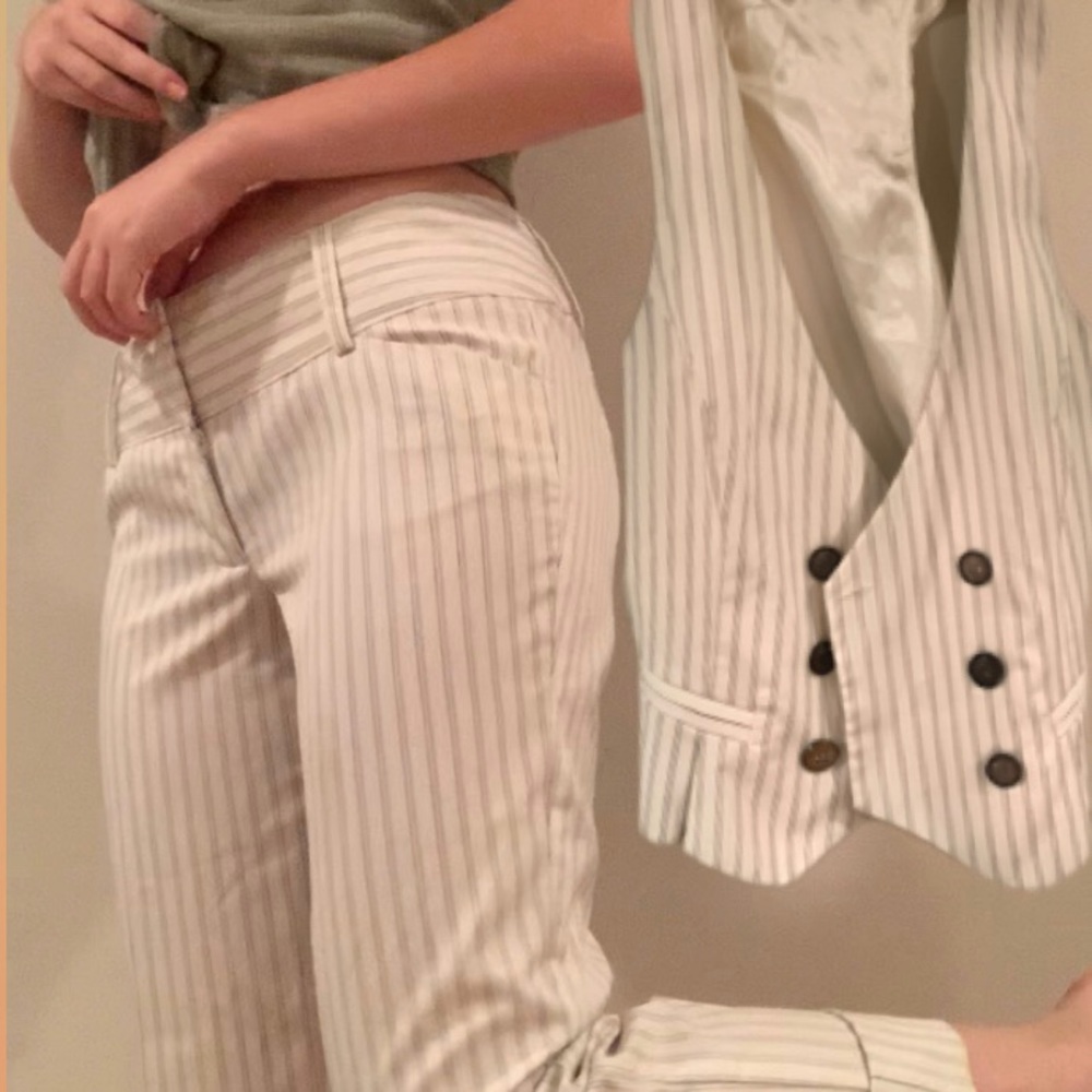 vintage guess striped vest & pants set